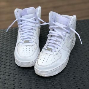 All white Nike air force 1’s high